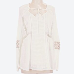 Vintage American Long Sleeve Bohemian Aztec Embroidered Blouse Cottagecore